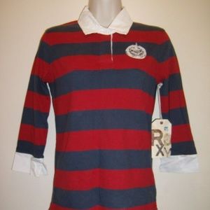 Vintage Rare Roxy Preppy Like Red White Blue Striped Top